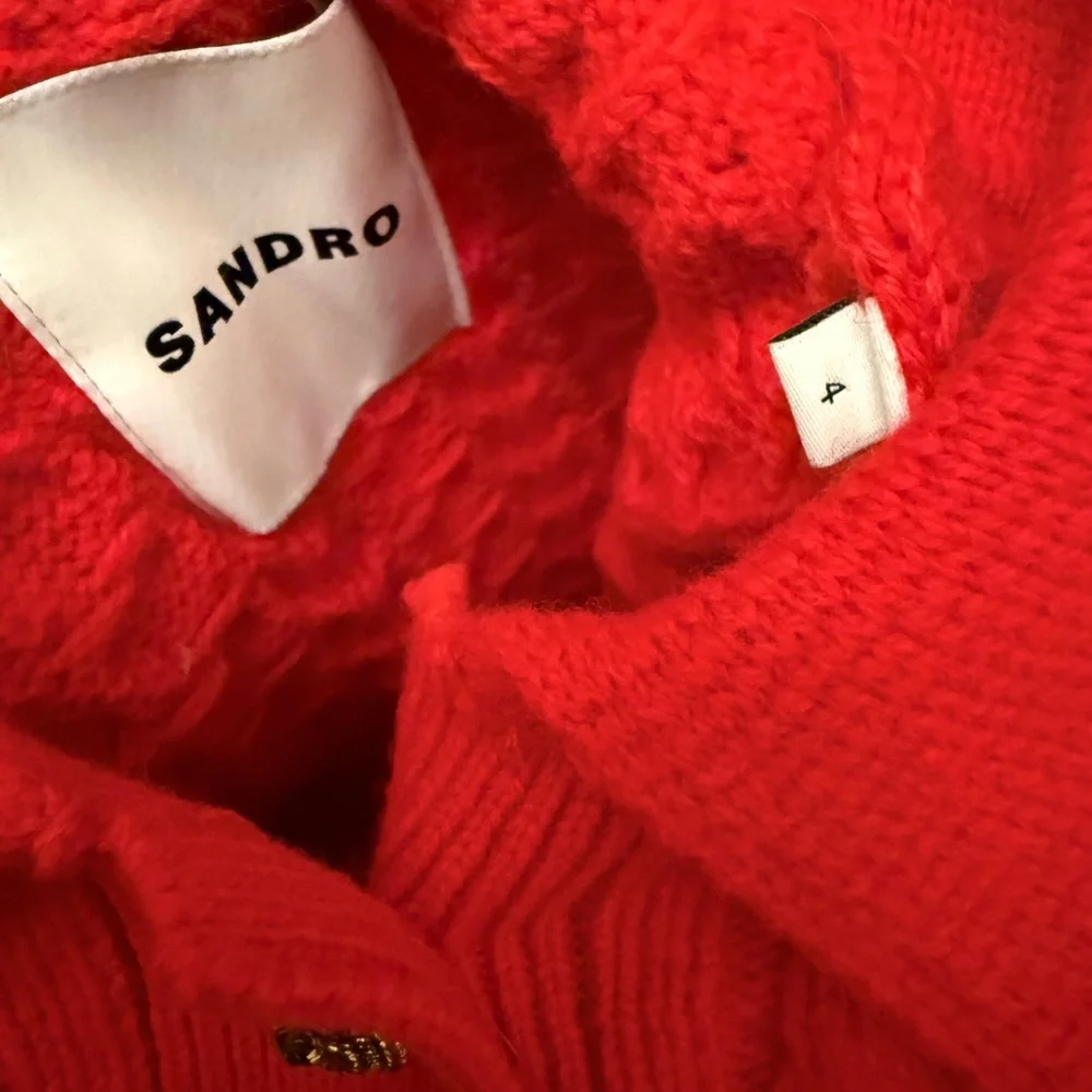 Sandro Idriss Cable-Knit Wool cardigan size 4 - Picture 9 of 11
